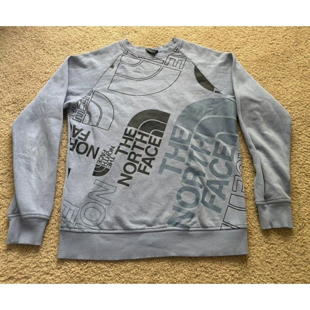 The North Face Women Graphic Sweatshirt Grey Crew Neck Long Sleeve Size XS